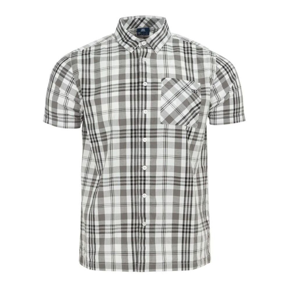 Giorgio Mens Checkered Short-Sleeved Shirt / White